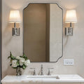 ANDY STAR Chrome Bathroom Mirror, 24x36 Inch Polished Chrome Rectangle Mirror, Scalloped Bathroom Mirror with Stainless Steel Metal Frame, Thin Frame Deep 1’’