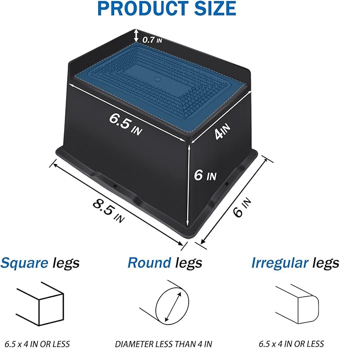 Bed Risers 6 Inch Heavy Duty,Oversized Couch Risers, Extra Wide Furniture Risers for Sofa Table Desk Headboard Chair Lifting,Rectangle Risering Blocks Support 6000 lbs(4 Pack Black)