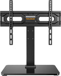 Perlegear Tabletop TV Stand, Universal TV Stand for 23–60 Inch LCD/LED/OLED TVs, Height-Adjustable TV Mount Stand with Tempered Glass Base & Cable Management, VESA 400x400mm, PGTVS02 ﻿
