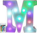 Pooqla Colorful LED Marquee Letter Lights with Remote – Light Up Marquee Signs – Party Bar Letters with Lights Decorations for the Home - Multicolor M
