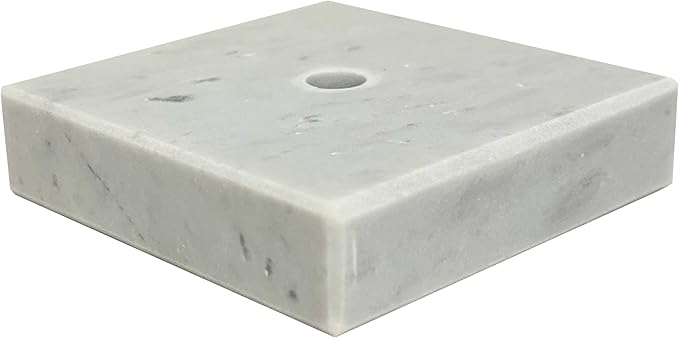 Genuine Marble Trophy Base – Polished Beveled Display Stand with Center Hole, 3/4" Thick, Multiple Sizes for Awards, Crafts & 3D Prints (White Marble, 2x2 inch)