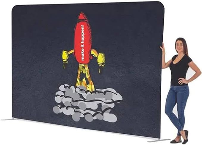 Custom Straight Tension Fabric Display Backdrop, Step and Repeat Backdrops for Events, Trade Show Display Backdrop Booth (Graphic with Stand, 10x8ft Double Sided Print)