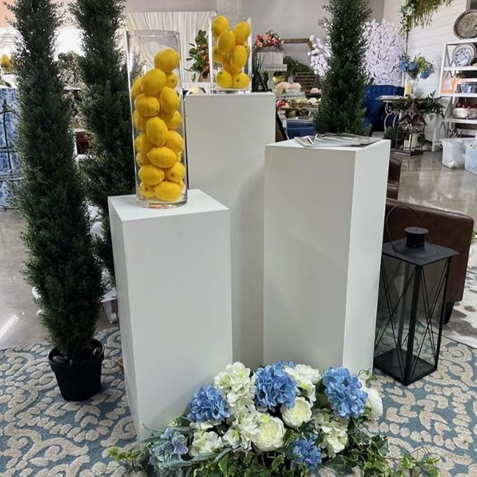 shopPOPdisplays White Expanded PVC Display Pedestal - Lightweight, Portable & Durable for Events, Trade Shows - 50 lb. Capacity (15" W x 15" L x 42" H)