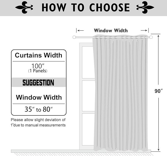 ChrisDowa Room Divider Curtain 90 Inches Long, Wide Blackout Sliding Door Curtain for Bedroom, Room Darkening Privacy Window Curtain for Patio Door (1 Panel Set, Greyish White, 100 x 90 Inch)