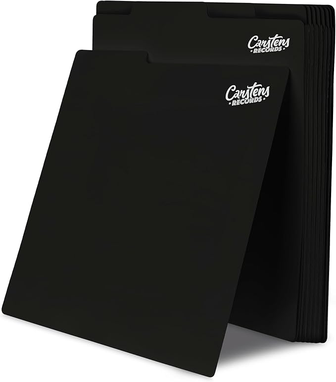 Carstens Records Heavy Duty Vinyl Album Dividers | 12" LP Organizers with Tabs | Pack of 32 Black | Made in The USA | Personalizable
