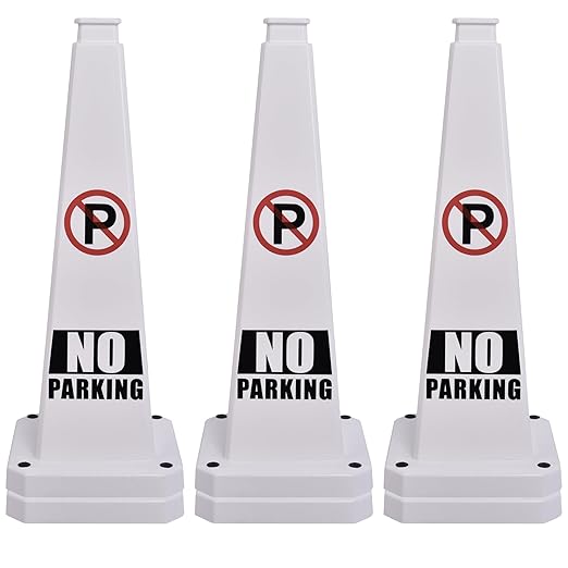 OrangeStar 6-Pack 28" No Parking Cones, Large 4-Sided Traffic Cones with Heavy Rubber Base for Parking Lot Control, Safety, Driveway | Indoor Outdoor Use