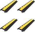 VEVOR 4 Pack Rubber Cable Protector Ramp 2 Channel Heavy Duty 66,000LB Load Capacity Cable Wire Cord Cover Ramp Speed Bump Driveway Hose Cable Ramp Protective Cover