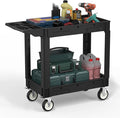 Heavy Service Utility Cart on Wheels,Tool Cart on Wheels, Service Cart for Garage, Warehouse, Workshop, Office, Cleaning (Black-40.6 inch)