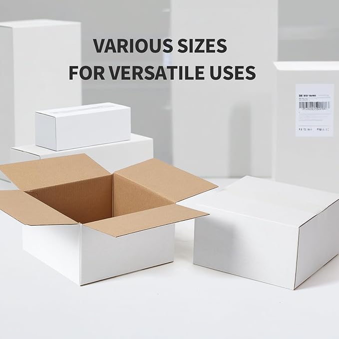Calenzana 7x7x4 Shipping Boxes Set of 40, White Corrugated Cardboard Box for Mailing Packing Gifts Small Business