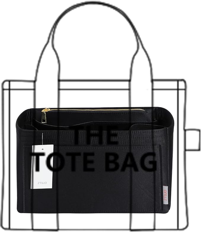 ZTUJO Purse Organizer Insert For Handbags, Silky Touching Bag Organizer Insert With Bottle Holder, Perfect for Speedy, Neverfull, Tote,ONTHEGO,Artsy,Handbag and More (Medium,Silky Black)