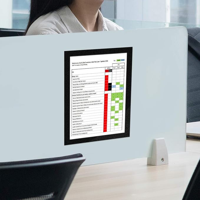 ZHIDIAN Document Sign Holder Pockets with Adhesive Back, Plastic Poster Picture Notice Display Frame for Window/Door/Wall/Cabinet, 8.5 x 11.6 Inches, Black, 6 Pack