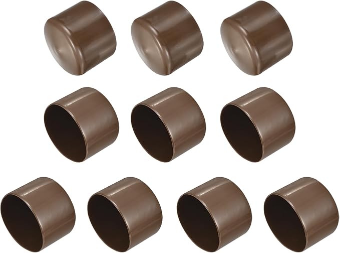uxcell 10pcs Rubber End Caps 54mm(2 1/8") ID Vinyl Round End Cap Cover Screw Thread Protectors Brown