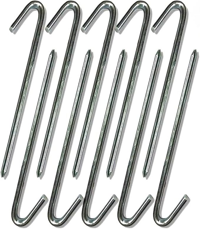 Steel Tent Stakes Heavy Duty Ground Stake, Metal Stakes to Anchor Commercial Inflatables, Outdoor Camping Canopy, Fence, Garden Tent Accessories, 1/2" Diameter x 18" Length, 4 Pack