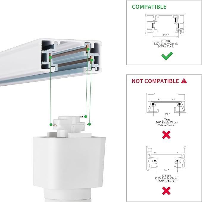 mirrea H Type LED Track Lighting Heads, Track Light Head with 24° to 60° Adjustable Beam Angle, 13.5W 90 CRI 3000K Warm White Painted, White Pack of 3