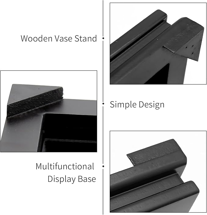 MDEOOSKY Wooden Display Stand Square Wood Display Base Display Risers Square Vase Riser Teapot Aquarium Lamp Base Home Decoration 6.7" W x 6.7" D x 1.7" H (Black)