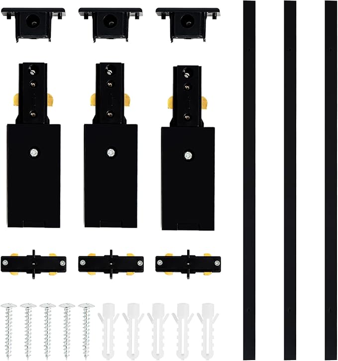 VANoopee H Track Lighting Rails Kit, 10FT H Type Track Rails Black with End Caps and Live End Feed Connector, Compatible with Single Circuit 120V H Style Track System