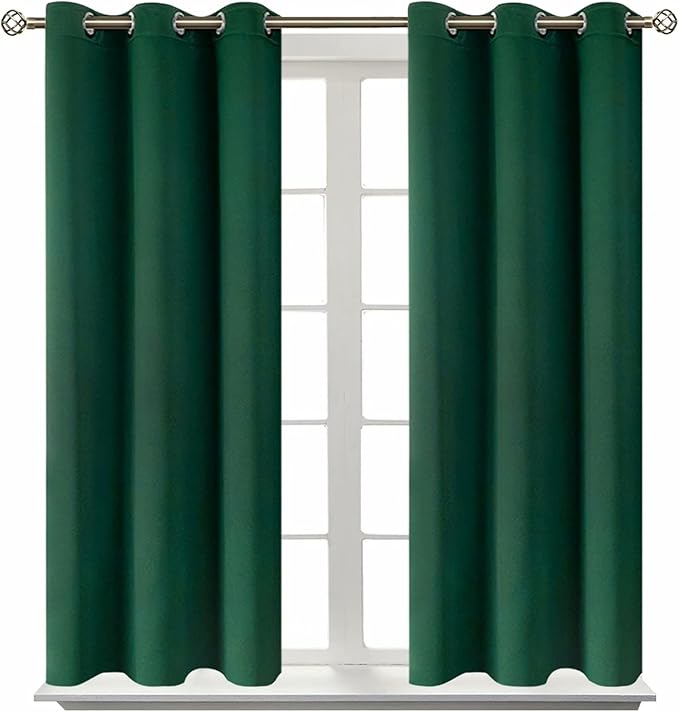 BGment Blackout Curtains for Bedroom - Grommet Thermal Insulated Room Darkening Drapes for Living Room, Set of 2 Panels (38 x 45 Inch, Emerald Green)
