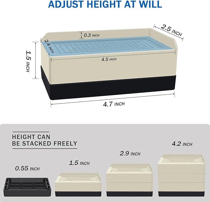 1.5 inch Furniture Risers, Rectangle Adjustable Risers Blocks for Bed Sofa Table and Couch Lifting ，Heavy Duty Support Up to 1,300 Lbs (4 Pack-Apricot)