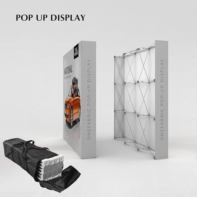 Customize Collapsible Pop Up Display Stand with Tension Fabric Banner for Trade Show Display Backdrop Booth,Exhibition,Conference,Weddings,Parties,Stores 7.5x10FT(Frame&Banner)