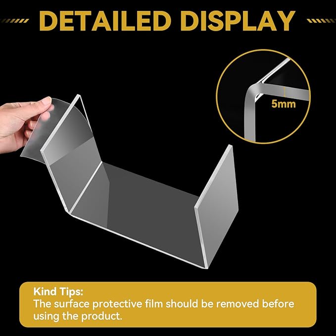 8 Pcs Large Acrylic Display Risers, 2 Sets Clear Stands, 0.19" Thick Rectangular Shelf for Showcase, Dessert, Toys, Perfume