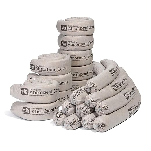PIG Original Absorbent Sock - 20 Socks - ext. Dia. 3" x 42" L - Absorbs up to 64 oz per Sock - 204
