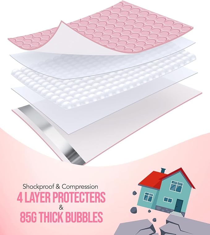 GSSUSA Light Pink Bubble Mailers 8.5X12 Inches 500 Pack, Padded Poly Bubble Mailer, Large padded Envelopes Strong Adhesion Bubble Envelopes,Self-Seal Mailing Envelopes for Small Business