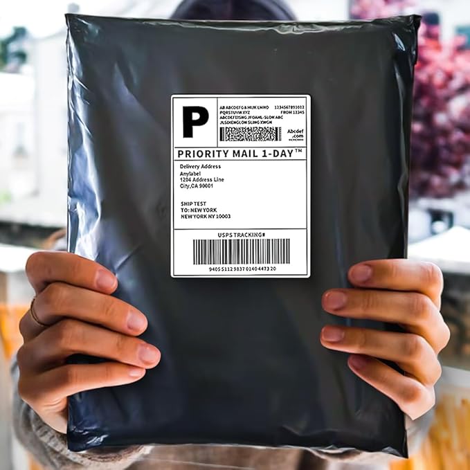 POLYSELLS 200 pcs 24x24 Inches Black Poly Mailers Shipping Envelopes, Strong Adhesive Sealing, Waterproof, and Tear-resistant Postal Mailing Bags for Clothing, Books, and Accessories