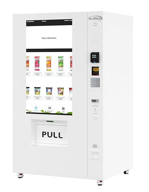 KoolMore 45 in. Commercial Freezer Ice Cream Vending Machine with 44 Slots, Ample 49 in. Touch Display, Bill Acceptor and Credit Card Reader in White