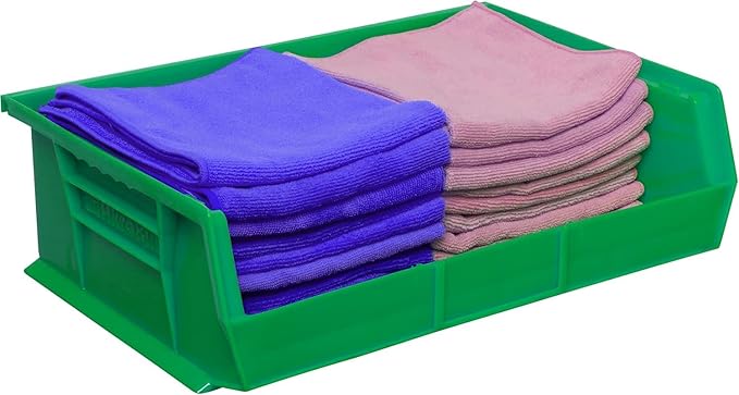 Akro-Mils 30255 AkroBins Plastic Storage Bins, Space-Saving Stackable Bins for Garage, Pantry, Craft Organization, 11-" x 16-" x 5-", Green, 6-Pack