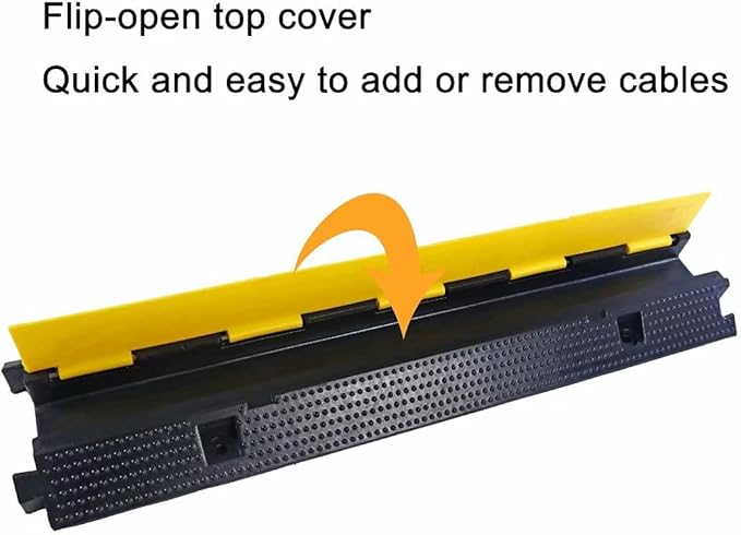Rubber Cable Ramp Cord Cover Cable Protector Ramps Wire Hose Protective 1 Channel 22000Lbs Load Capacity Traffic Speed Bump for Asphalt Concrete Gravel Driveway Indoor Outdoor, 5 Pack