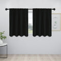 Easy-Going Rod Pocket Blackout Curtains for Bedroom, Room Darkening Window Curtains for Living Room, Thermal Insulated Noise Reduction Solid Window Drapes, 2 Panels(42x36 in, Black)