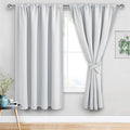 JIUZHEN Blackout Curtains for Bedroom - 70 Inch Extra Wide Thermal Insulated Room Darkening Privacy Soundproof Curtains for Living Room, Set of 2 Panels with Tiebacks, 70 x 63 inches, Greyish White