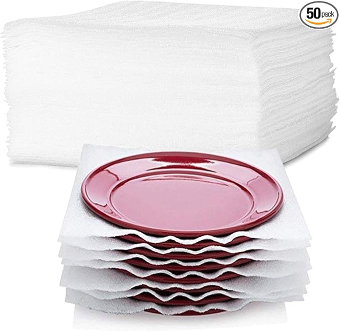 Foam Wrap Cushion Sheets,Yision 12 Inch Safely Wrap to Protect Dishes, Glasses, Plates and Fragile Items for Moving Boxes(White,50-Pack)