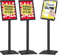 3Packs Heavy Duty Adjustable Pedestal Poster Sign Stand, 11x17 Aluminum Open Floor Standing Sign Holder for Vertical and Horizontal View Display, Black