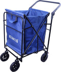 MATTAM Collapsible Basket Trucks Service Carts with Wheels for Material handling, 265 lbs Capacity，21" L x 18.9" W x 35.4" H (Blue)