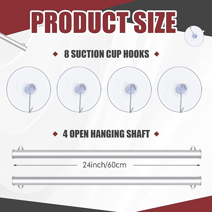 Moxweyeni 2 Set Window Sign Holder with Suction Cups 24 Inch Aluminum Snap Open Poster Frame Glass Window Wall Mount Sign Holder for Mall, Office, Home, Store, Restaurant