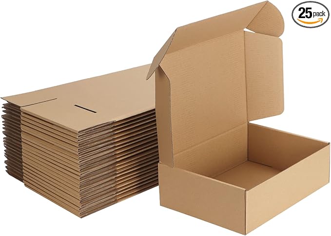 MEBRUDY 10x7x3 Inches Shipping Boxes Pack of 25, Corrugated Cardboard Box for Mailing Packing Literature Mailer