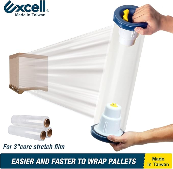 Excell SF-773 Hand Saver Stretch Film Dispenser with a Adjustable Brake for 3" Core Film, Stretch Wrap Dispenser, Wrap Handle with a Brake for Easy Packaging Experience (Adjustable Brake Edition)