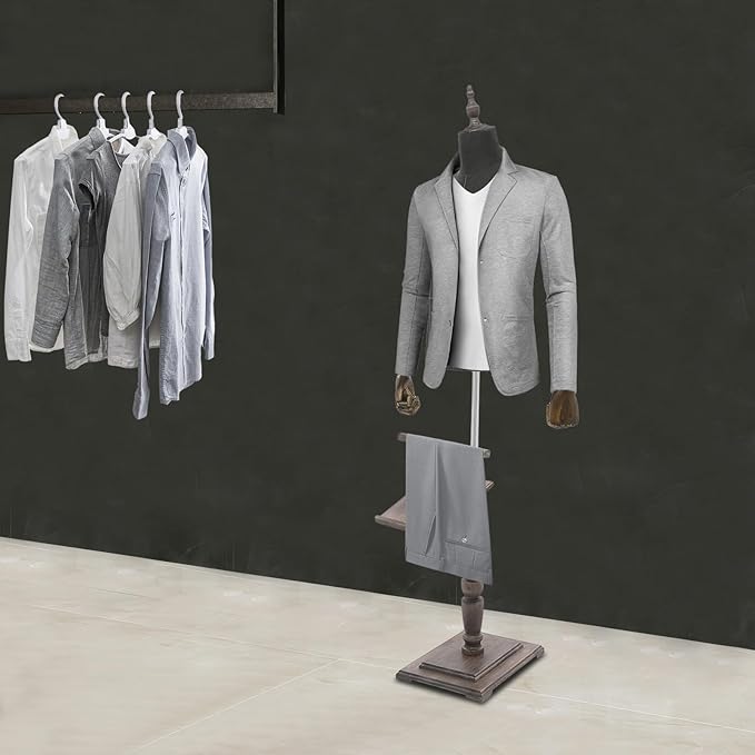Male Dress Form Mannequin, Adjustable Height 4.43-5.91 ft for Clothing Display, with Detachable Shoe Holder & Pants Rack, Store Window Display Props for Retail, Boutique, Visual Merchandising