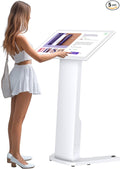 MWE 32 Inch Touch-screen Self Service Kiosk, Floor Standing Digital Signage Display, FHD Information Kiosk, 2 Speakers, Interactive Display for Mall Navigation/Self-Ordering/Advertising/Retail Store