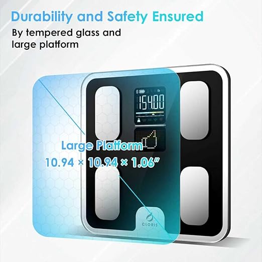 CLORIS Digital Bathroom Scale FSA&HSA Eligible for Body Weight Fat with Accurate BMI Muscle Mass 23 Key Composition Health Analyzer with App Bluetooth