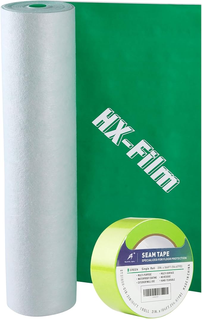 39" x 100' Heavy-Duty Floor Protection | Construction Grade Carpet Protector | Drop Cloth Plastic Film for Hardwood Floors | Waterproof Painters Covering with No Residue (Green)