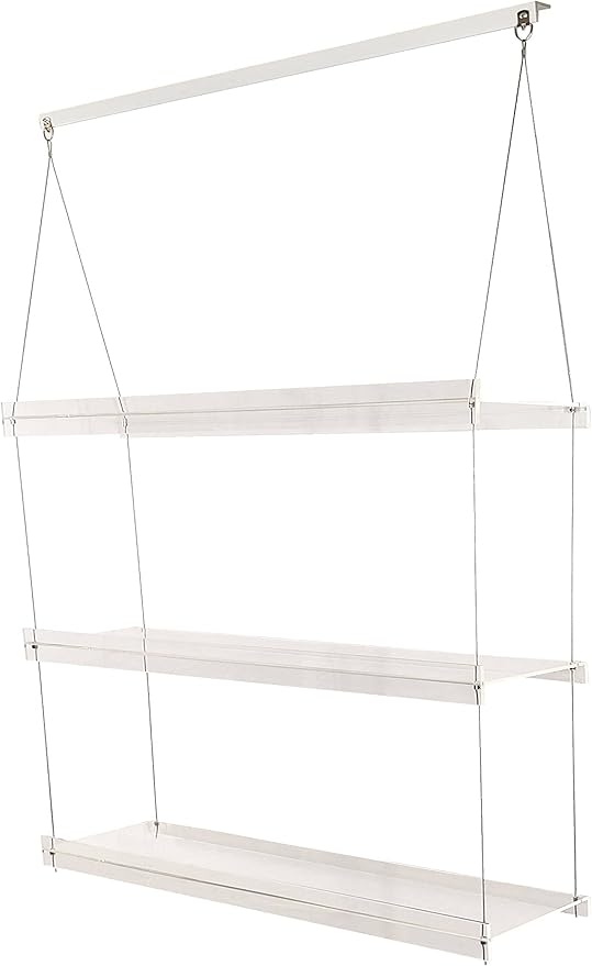 Hanging Acrylic Shelves for Windows (34" Wide, 3 Shelves - 46" Tall)