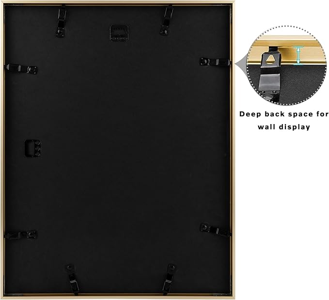 Frametory, 18x24 Metal Picture Frame with Mat for 16x20 Picture & Real Glass, Aluminum Photo Frame Collection (Gold, 1 Pack)