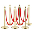 LOVMOR 6PCS Gold Stanchion Posts Queue, 38 Inch Red Velvet Rope, 5 FT Red Carpet Ropes and Poles, Crowd Control Barriers Queue Line Rope, Barriers for Party Supplies