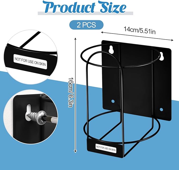 Maxcheck 2 Pack Wall Mounted Wipes Holders, Wall Brackets for Cleaning Wipes, Space-saving Organizer for Kitchen, Bathroom, Household, Office, Hospital, Gym, Public Restrooms(Black)