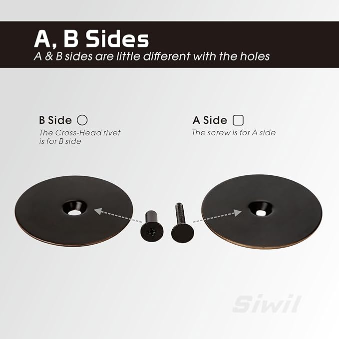 Door Hole Cover Plate, 2-5/8" Diameter Solid Steel, Hole Filler Plate (2, Matte Black)