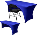 Nasitos 2 Pack Royal Blue 4 ft Table Cloth Fitted-Open Back Spandex Table Covers for Folding Tables, Washable Fabric and Wrinkle Resistant Stretch Table Cover for Trade Show, Parties, Events