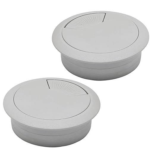 Desk Grommet 2-1/16" (53 mm), Desk Cord Hole Cover, Cable Grommet ABS Plastic, Desk Hole Grommet for Office and Home Table Cable, Detachable Adjustable Cable Cord Organizer (Light Grey 2 Pcs)