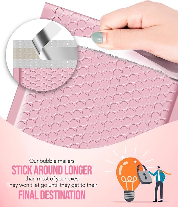 GSSUSA Large Bubble Mailers 10.5x16 Inch 250 Pack Light Pink Padded Envelopes, Strong Adhesion Self-Seal Bubble Envelopes for Mailing Clothes,Magazines